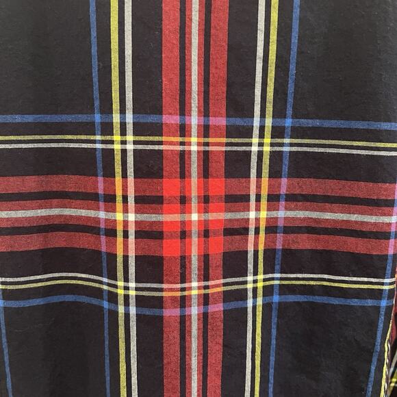 Talbots Velvet Trim Top Red Plaid Long Sleeve Split Neck Womens XL Christmas - Picture 8 of 12